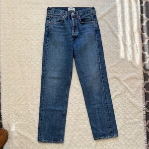 Agolde Women’s Mid Rise Indigo Straight Jeans